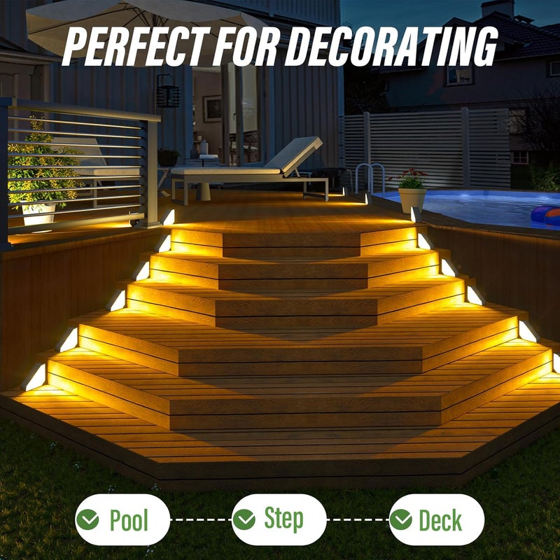 JSOT Solar Step Stair Lights Outdoor Yard Decor 6 Pack, IP65 Waterproof Deck Lighting for Outside Solar Powered, Solar Garden Light Decor for Fence, Backyard, Front Porch Step, Balcony, Wall and Patio - Image 3